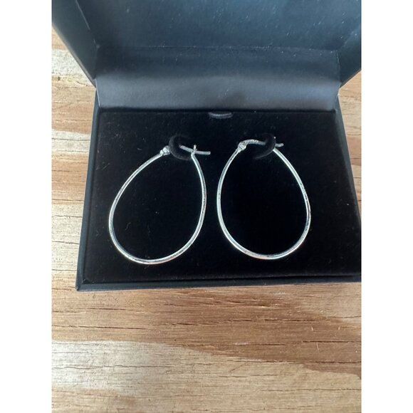 R.H. Macy & Co. Sterling Silver Teardrop Hoop Earrings With Secure Latch Closure - Picture 2 of 6